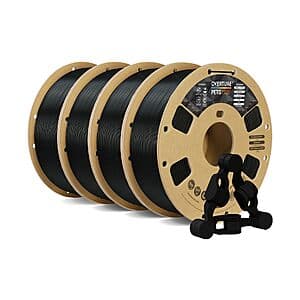 4-Pack 1-KG 1.75mm OVERTURE PETG 3D Printer Filament (Black) $33.35 w/ S&S + Free S&H