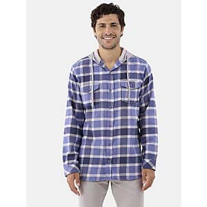 Burnside Men's Hooded Long Sleeve Flannel Shirt (Various Colors) from $7