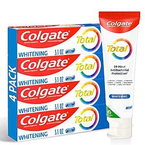 4-Pack 5.1-Oz Colgate Total Whitening Toothpaste Gel $4.15 w/ Subscribe & Save & More