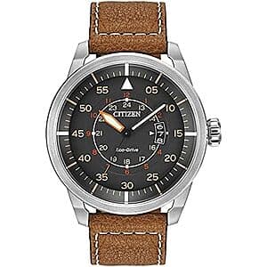 Citizen Eco-Drive Avion 45mm 3-Hand Date Watch w/ Leather Strap $166.95 + Free S&H