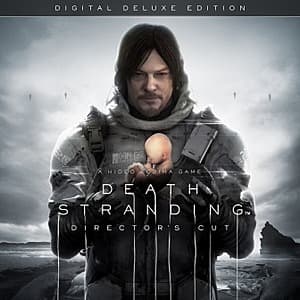 Death Stranding Director's Cut game cover art for PlayStation 5 showing the protagonist and atmospheric landscape design.