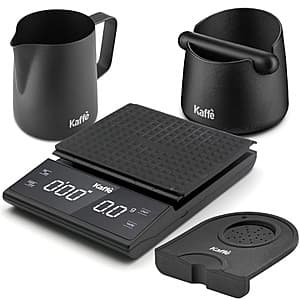 Kaffe Espresso 4 in 1 Bundle: Knock Box, Digital Scale, Tamper Mat, & Milk Pitcher $11.69 @ Walmart