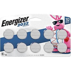 10-Pack Energizer CR2032 3V Lithium Coin Batteries $9.45 w/ Subscribe & Save