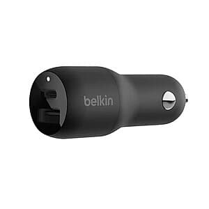 Belkin Up to 37W Dual Port USB-C + USB-A PPS Fast Car Charger $10