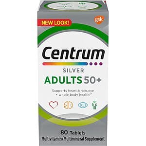 80-Count Centrum Silver Adults 50+ Multivitamin Supplement Tablets $3 & More w/ Subscribe & Save
