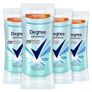 4-Pk 2.6-Oz Degree Women Advanced 72-Hr Antiperspirant Deodorant (Shower Clean) $11.65 w/ S&S