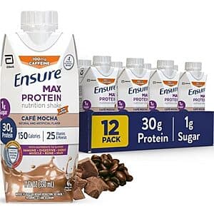 Select Accts: 12-Pk 11-Oz Ensure Max Protein Nutrition Shake (Cafe Mocha) $14.80 & More w/ S&S