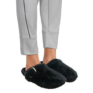 No Boundaries Women's Faux Fur Buckle Clog Slippers (Black) $4.25