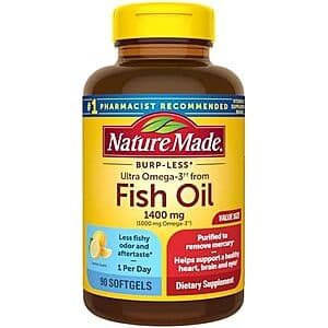 Select Accts: 90-Ct Nature Made Burp Less Ultra 1400mg Omega 3 Fish Oil Softgels $5.40 w/ Subscribe & Save