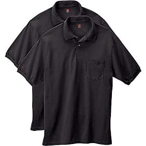 2-Pack Hanes Men's Short-Sleeve Jersey Pocket Polo Shirt (Various Colors) $9.85