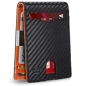 Zitahli RFID Blocking Money Clip Wallet (Carbon Black / Orange) $4.80