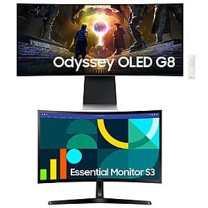 Samsung Monitor Bundle: 34" Odyssey G8 QHD+ Curved OLED + 24" S3 FHD 100Hz Curved VA $650 + Resident Evil: Requiem Game (PCDD) + Free Shipping