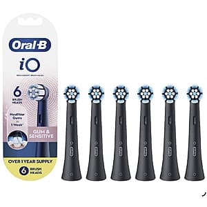 Oral-B iO Gum & Sensitive replacement toothbrush heads 6-pack in original packaging.