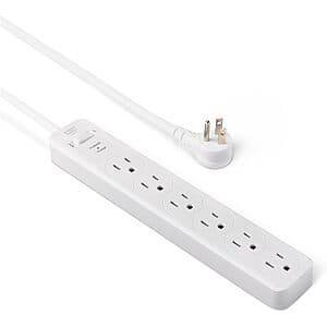AmazonBasics 6-Outlet 790 Joule Surge Protector Power Strip w/ 6' Cord (White) $4.90 + Free S&H w/ Amazon Prime