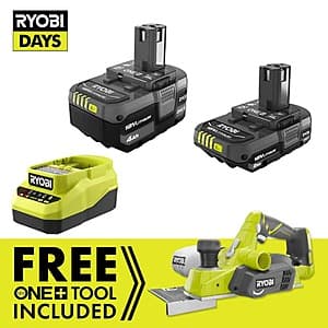 Ryobi One+ 18V Cordless 3-1/4" Planer Kit w/ 2.0 Ah + 4.0 Ah Batteries & Charger $79 + Free S/H