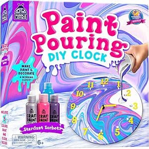 Purple Ladybug Kids Paint Pouring DIY Clock Kit (2 colors) $12.75