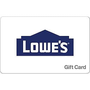 Lowe's $100 gift card with blue and yellow branding.