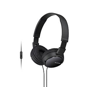 Sony ZX Series Wired On-Ear Headphones w/ Mic (Black) $15