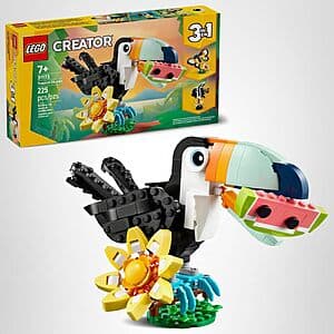 225-Pc LEGO Creator 3-in-1 Wild Animals Tropical Toucan Building Toy Set $10