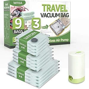 12-Pk Wfiia Vacuum Seal Storage Bags w/ Rechargeable Air Pump (3 Sizes) $13.75