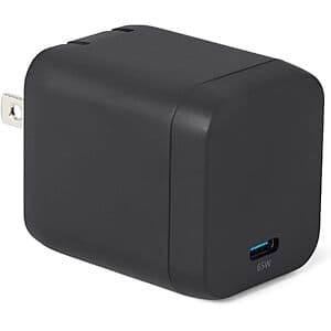 1-Port Amazon Basics 65W USB-C GaN Wall Charger w/ Foldable Plug $12.50