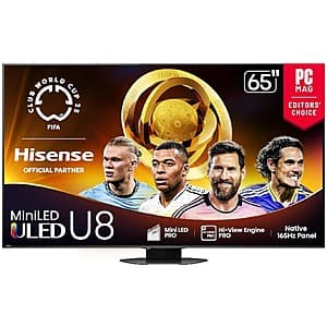 65" Hisense 65U8QG U8 Series Mini-LED ULED 4K Google Smart TV (2025 Model) $864 & More + Free S&H