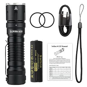Sofirn SC33 XHP70.3 HI 5200 Lumen LED USB C Rechargeable Flashlight from $24.10 + Free Shipping