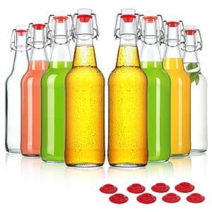 8-Pack 16-Oz Yeboda Swing Top Glass Brewing Bottles w/ Stopper $13.50