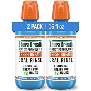 Select Accounts: 2-Pk 16-Oz TheraBreath Oral Rinse + $1.10 Amazon Credit $9.80 w/ S&S