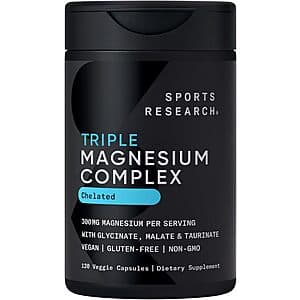 120-Ct Sports Research Triple Magnesium Complex Capsules (Chelated) $8.75 w/ S&S