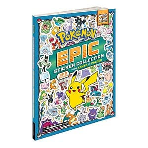 Pokémon Epic Sticker Collection 3rd Edition book cover featuring characters from Kanto to Paldea regions with over 1,400 colorful stickers.