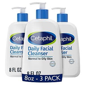 3-Pack 8-Oz Cetaphil Daily Facial Cleanser (Combination to Oily, Sensitive Skin) $16.10 w/ Subscribe & Save & More