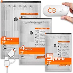 12-Pk Wfiia Vacuum Seal Storage Bags w/ Rechargeable Air Pump $10