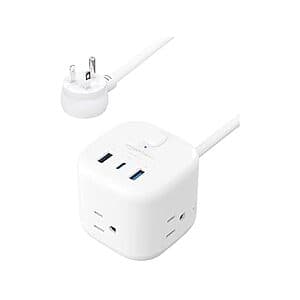 Amazon Basics Power Strip Cube 3-Outlet USB Ports w/ 5' Extension Cord (White) $8 + Free S&H w/ Amazon Prime