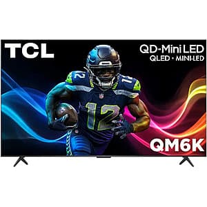 TCL 65-inch QM6K Series 4K UHD television with QD Mini LED display and Google TV smart platform.