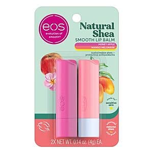 2-Pk 0.14-Oz eos Natural Shea Smooth Lip Balm Sticks (Honey Apple + Mango Melonade) $2.85 w/ Subscribe & Save