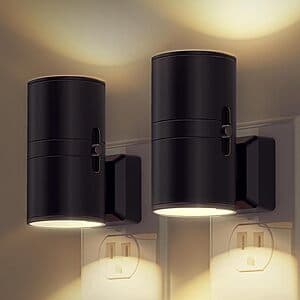 2-Pk L Lohas Dimmable Wall Plug Light Sensor LED Night Light (3000K Soft White) $6
