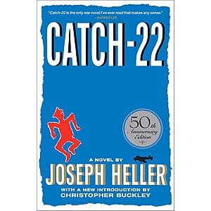 Catch-22 fiftieth-anniversary edition hardcover book with cover design and spine visible.