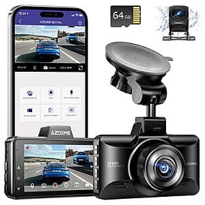 AZDOME M01 Pro Front & Rear 3K WiFi Dash Cam $27 + Free S&H