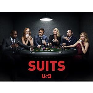 Suits TV series complete 9-season bundle promotional artwork featuring the show title and cast.