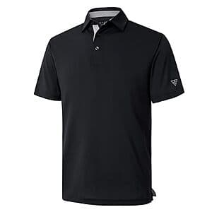 MAELREG men's short-sleeve performance polo shirt in moisture-wicking polyester-spandex with 4-way stretch and UPF30+ protection.