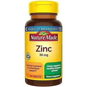 Select Accts: 100-Ct Nature Made 30mg Zinc Tablets 2 for $2.75 w/ S&S