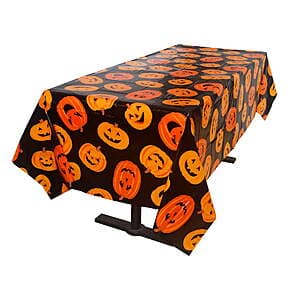 3-Pack Way To Celebrate 54" x 84" Pumpkin PEVA Tablecloths (Black & Orange) $0.85