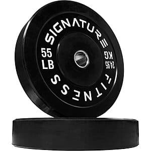 2-Count 55LB Fitvids 2" Olympic Bumper Plate Weight Plate w/ Steel Hub $76.90 + Free Shipping