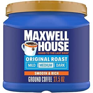 Select Amazon Accts: 27.5oz. Maxwell House Medium Ground Coffee (Original Roast) $8.25 w/ S&S