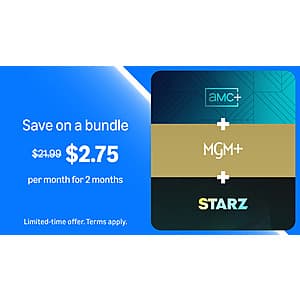 Prime Members: 2-Month Starz + AMC+ & MGM+ Bundle Streaming Subscription $2.75/Mo.