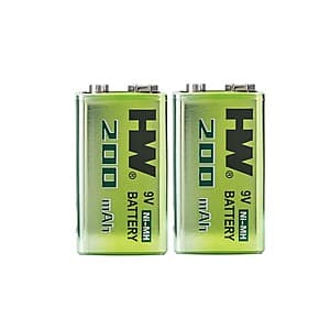 2-Pack HW 9V NiMH 200mAh Rechargeable Batteries $4.50 w/ Subscribe & Save