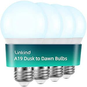 4-Pk Linkind Outdoor A19 Dusk-to-Dawn LED Light Bulbs w/ Automatic On/Off Sensor $7.50 + Free S&H