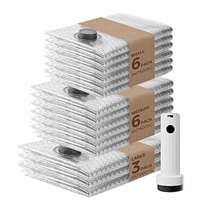 15-Pk VOLLYC Travel Vacuum Bags w/ Rechargeable Air Pump $11.40