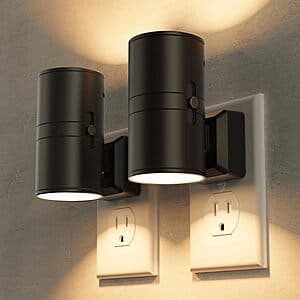 2-Pack Briignite 3000K Dimmable LED Wall Plug Night Lights w/ Sensor (Various) $8